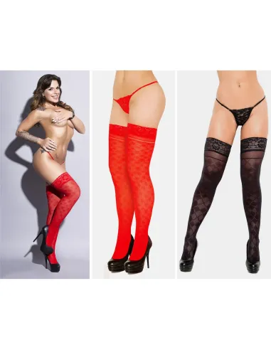 Medias fantasía con puntilla siliconada negro | Malena | Medias