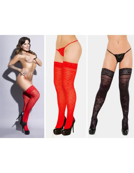 Medias fantasía con puntilla siliconada negro | Malena | Medias