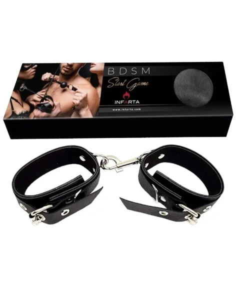 Esposas con mosqueton eco-cuero negro | Infarta fetish | Esposas