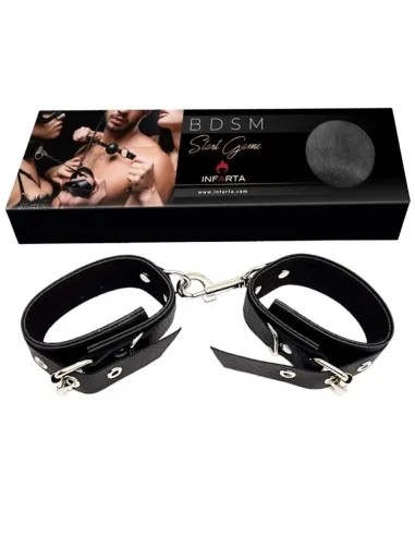 Esposas con mosqueton eco-cuero negro | Infarta fetish | Esposas
