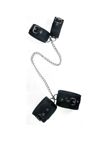Esposas de mano tobillo con cadena larga- eco-cuero negro | Infarta fetish | Collares