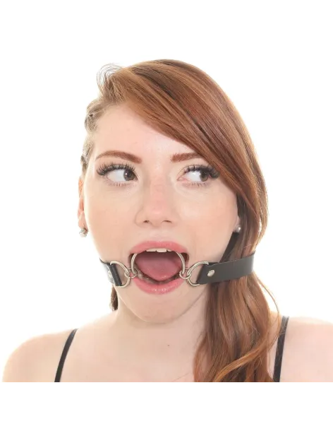 Mordaza con argolla de 4cm - eco cuero negro | Infarta fetish | Mordazas