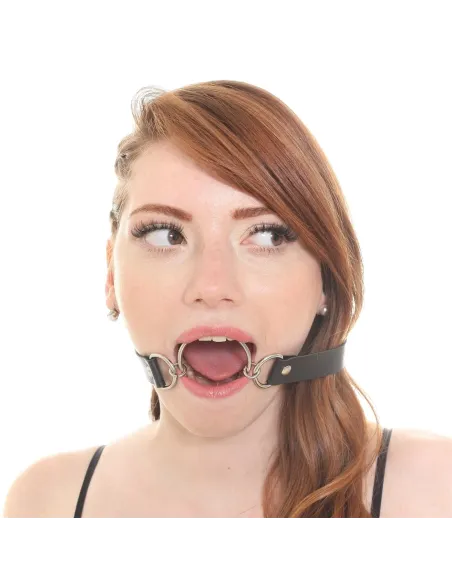 Mordaza con argolla de 4cm - eco cuero negro | Infarta fetish | Mordazas