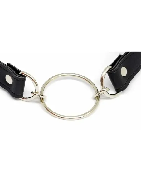 Mordaza con argolla de 4cm - eco cuero negro | Infarta fetish | Mordazas