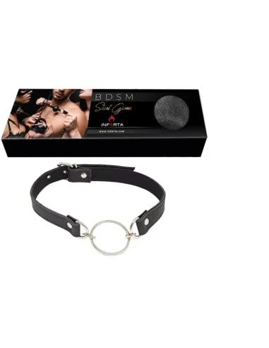 Mordaza con argolla de 4cm - eco cuero negro | Infarta fetish | Mordazas