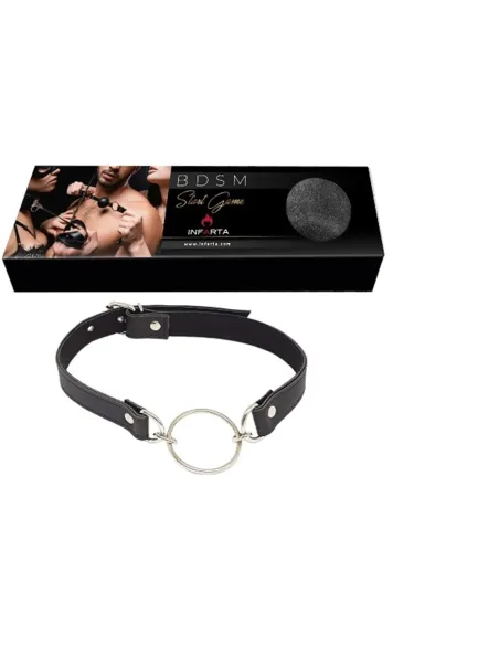 Mordaza con argolla de 4cm - eco cuero negro | Infarta fetish | Mordazas