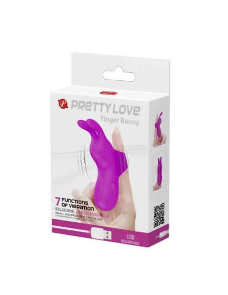 Vibrador recargable finger bunny 7 func usb 10cm x 3cm | Pretty love | Estimuladores clítoris