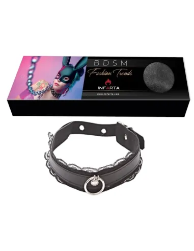 Collar choker aro y puntilla negra | Infarta fetish | Accesorios y outfits