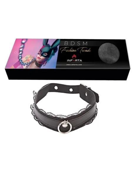 Collar choker aro y puntilla negra | Infarta fetish | Accesorios y outfits