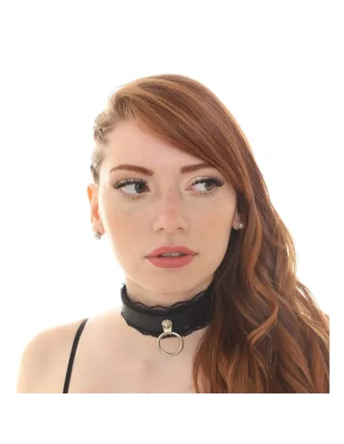 Collar choker aro y puntilla negra | Infarta fetish | Accesorios y outfits