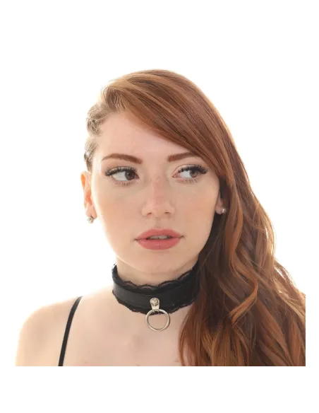 Collar choker aro y puntilla negra | Infarta fetish | Accesorios y outfits