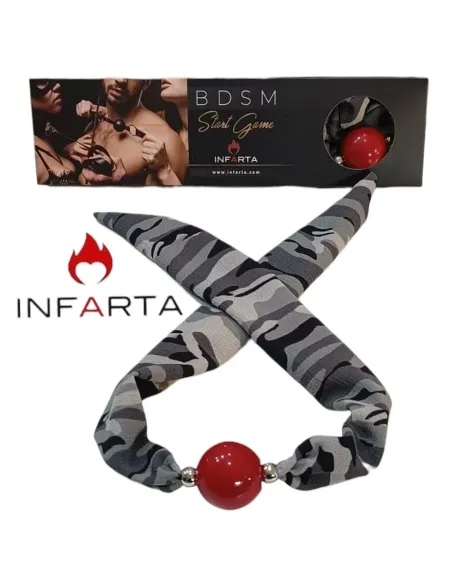Mordaza pañuelo camuflada bola negra | Infarta fetish | Mordazas