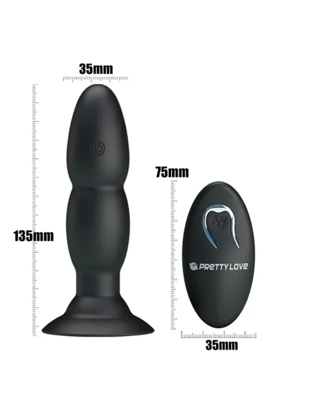 Vibrador rotador anal control remoto silicona recargable 13cm x 3,5cm | Pretty love | Vibradores