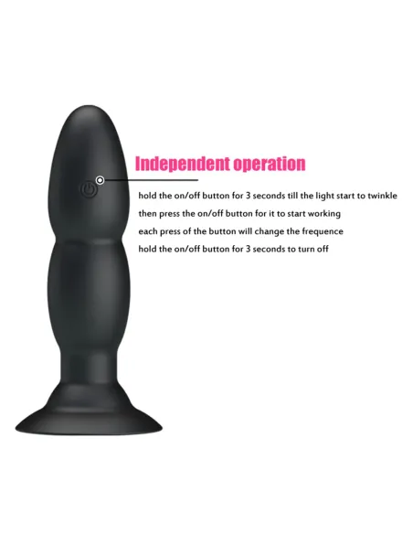 Vibrador rotador anal control remoto silicona recargable 13cm x 3,5cm | Pretty love | Vibradores