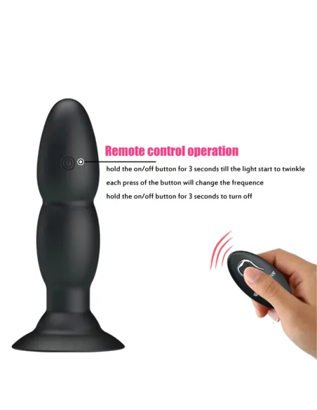 Vibrador rotador anal control remoto silicona recargable 13cm x 3,5cm | Pretty love | Vibradores