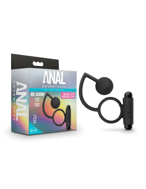 Anal adventures platinum - silicone anal ball with vibrating c-ring - black | Blush | Anillos