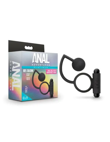 Anal adventures platinum - silicone anal ball with vibrating c-ring - black | Blush | Anillos