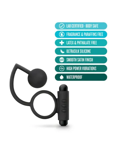 Anal adventures platinum - silicone anal ball with vibrating c-ring - black | Blush | Anillos