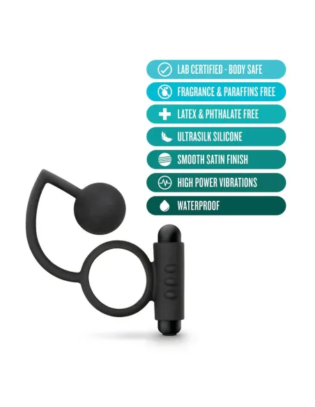 Anal adventures platinum - silicone anal ball with vibrating c-ring - black | Blush | Anillos