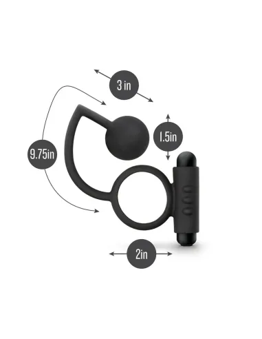 Anal adventures platinum - silicone anal ball with vibrating c-ring - black | Blush | Anillos