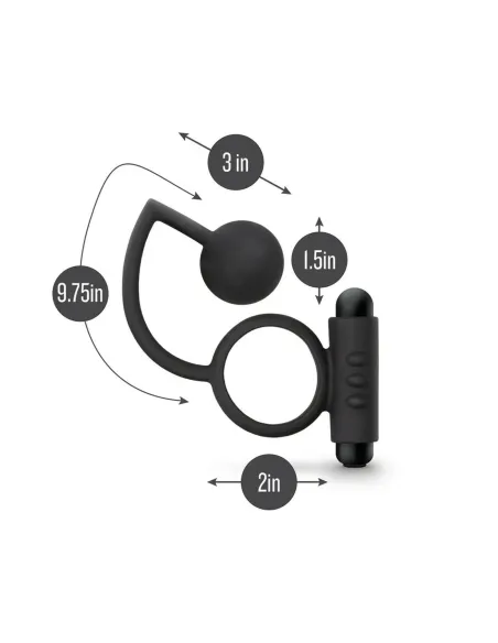 Anal adventures platinum - silicone anal ball with vibrating c-ring - black | Blush | Anillos