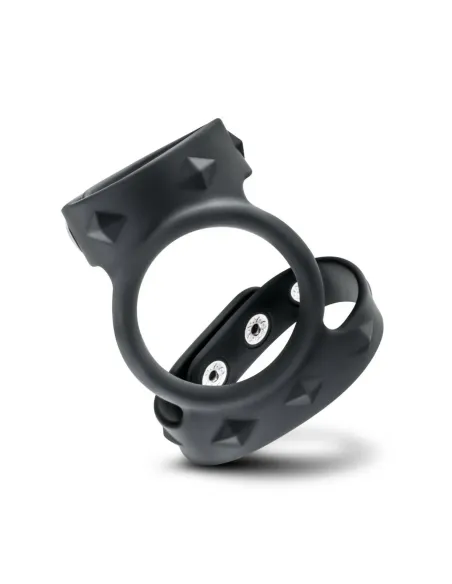 Performance - vs8 - silicone double cock & ball strap - black | Blush | Anillos