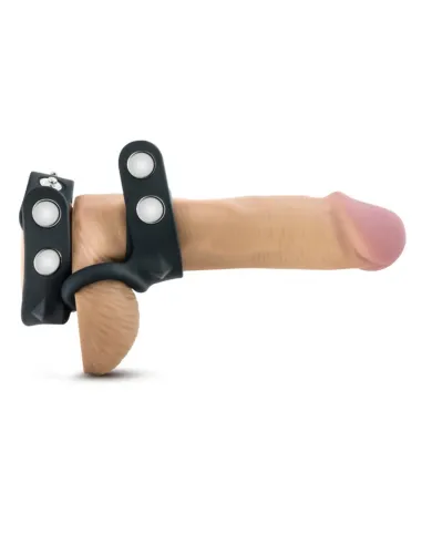 Performance - vs8 - silicone double cock & ball strap - black | Blush | Anillos