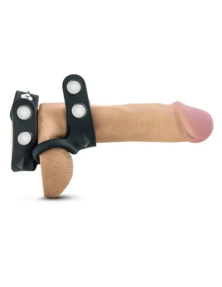 Performance - vs8 - silicone double cock & ball strap - black | Blush | Anillos