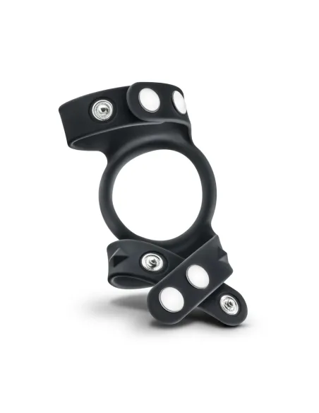 Performance - vs8 - silicone double cock & ball strap - black | Blush | Anillos