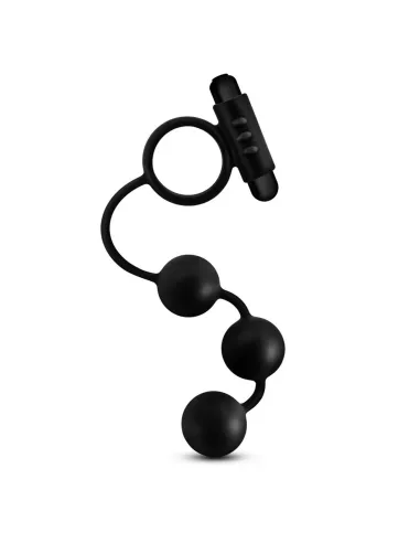 Anal adventures platinum - silicone anal beads with vibrating c-ring - black | Blush | Anillos