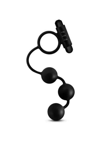 Anal adventures platinum - silicone anal beads with vibrating c-ring - black | Blush | Anillos