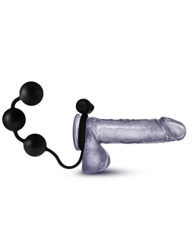 Anal adventures platinum - silicone anal beads with vibrating c-ring - black | Blush | Anillos