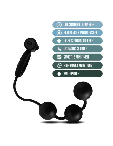 Anal adventures platinum - silicone anal beads with vibrating c-ring - black | Blush | Anillos