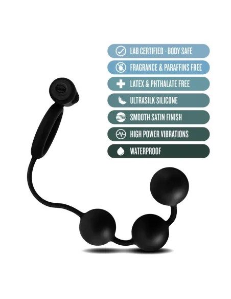 Anal adventures platinum - silicone anal beads with vibrating c-ring - black | Blush | Anillos