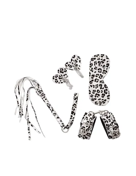 Set bdsm animal print plateado 4 piezas | Infarta fetish | Kits