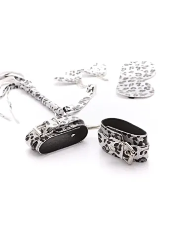 Set bdsm animal print plateado 4 piezas | Infarta fetish | Kits