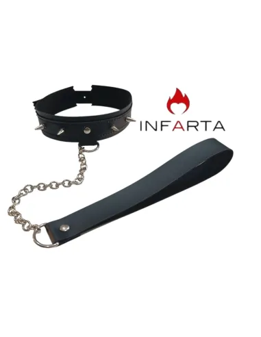 Collar sado con puas y correa de cadena | Infarta fetish | Collares