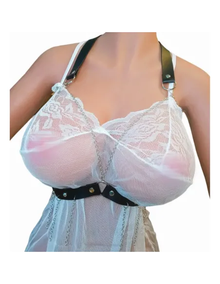 Corpiño sexy chain negro - eco cuero | Infarta fetish | Garage: unidades en ¡liquidación!