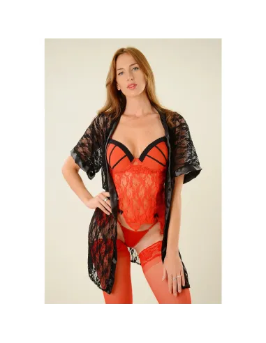 Bata de encaje talle unico negro | Romanett | Vestidos