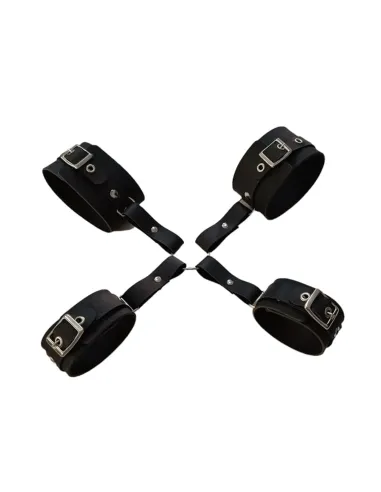 Inmovilizador cruz con esposa de mano y tobillo - eco-cuero negro | Infarta fetish | Esposas