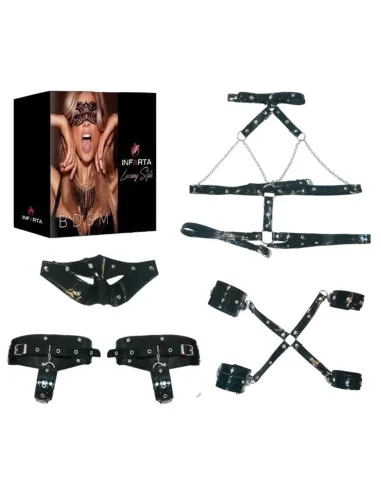 Kit luxury charol negro con strass 4 piezas | Infarta fetish | Kits