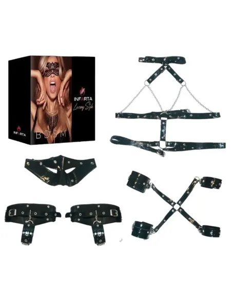 Kit luxury charol negro con strass 4 piezas | Infarta fetish | Kits