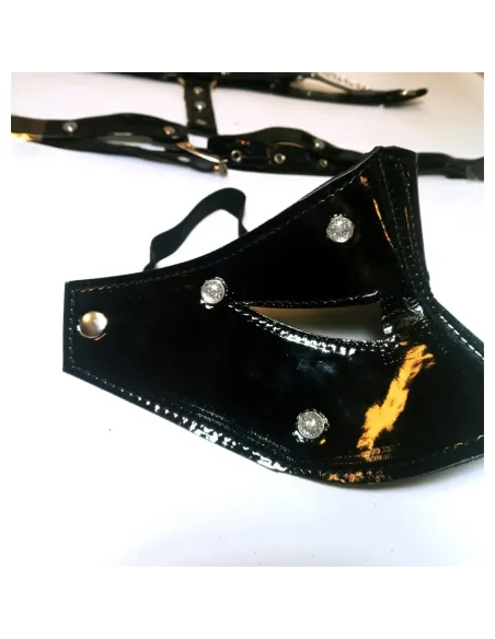 Kit luxury charol negro con strass 4 piezas | Infarta fetish | Kits