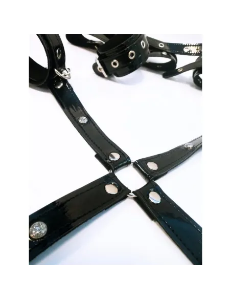 Kit luxury charol negro con strass 4 piezas | Infarta fetish | Kits