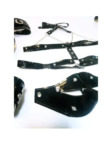 Kit luxury charol negro con strass 4 piezas | Infarta fetish | Kits