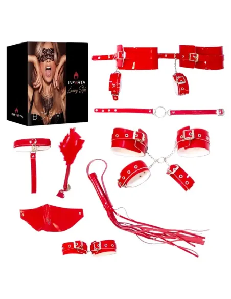 Kit luxury charol rojo eco cuero 8 piezas | Infarta fetish | Kits