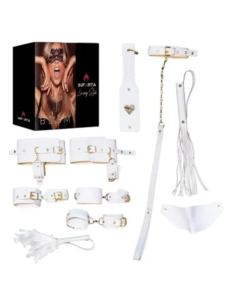 Kit luxury blanco y herrajes dorados 8 piezas | Infarta fetish | Kits