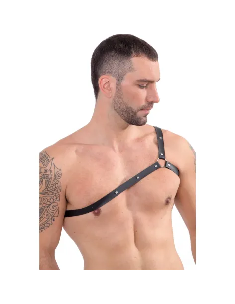 Pechera de un hombro- eco-cuero negro | Infarta fetish | Pecheras