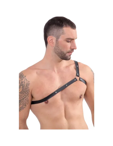 Pechera de un hombro- eco-cuero negro | Infarta fetish | Pecheras