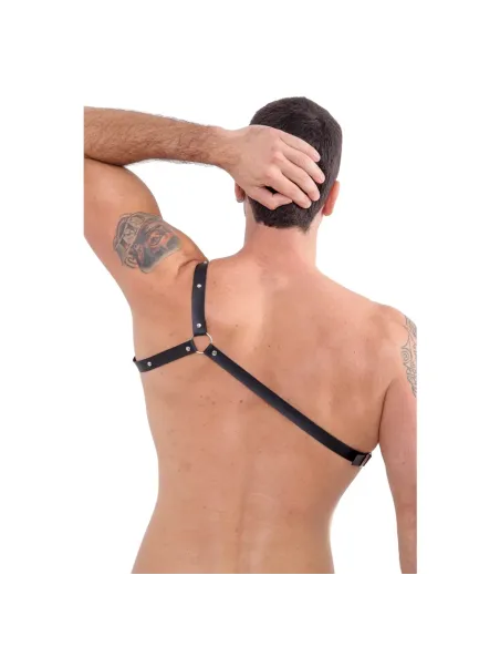 Pechera de un hombro- eco-cuero negro | Infarta fetish | Pecheras